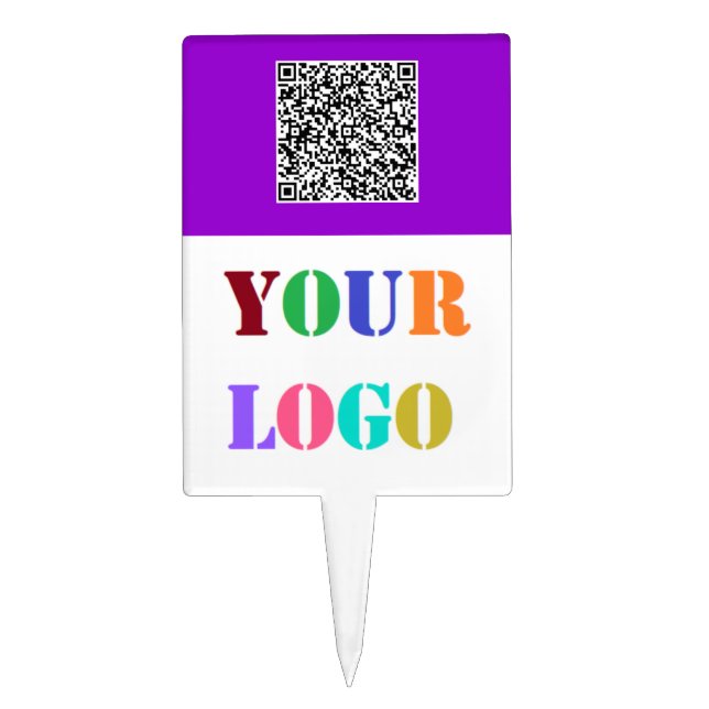 Your QR Code and Logo or Photo Cake Topper Example (Front)