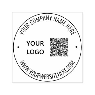 Your QR Code and Logo Stamp Template Custom Text