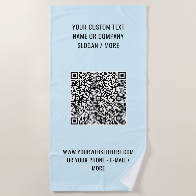 Your QR Code and Text Beach Towel Custom Colors (Front)