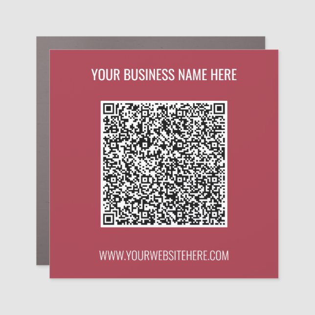 Your QR Code and Text Business Car Magnet Example (Front)