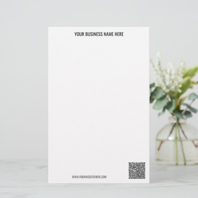 Your QR Code and Text Business Stationery Template (Standing Front)