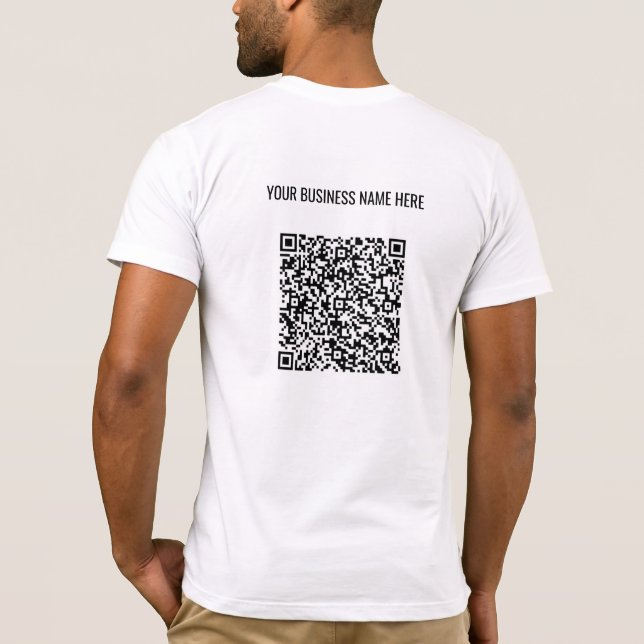 Your QR Code and Text Promotional Business T-Shirt (Back)