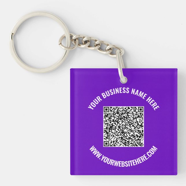 Your QR Code and Text Promotional Keychain Example (Front)
