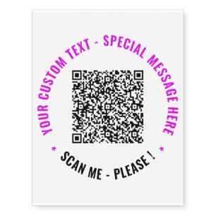 Your QR Code and Text Temporary Tattoos Template