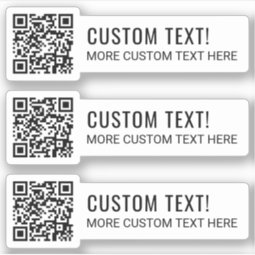 Your QR code and two lines of text Sticker | Zazzle