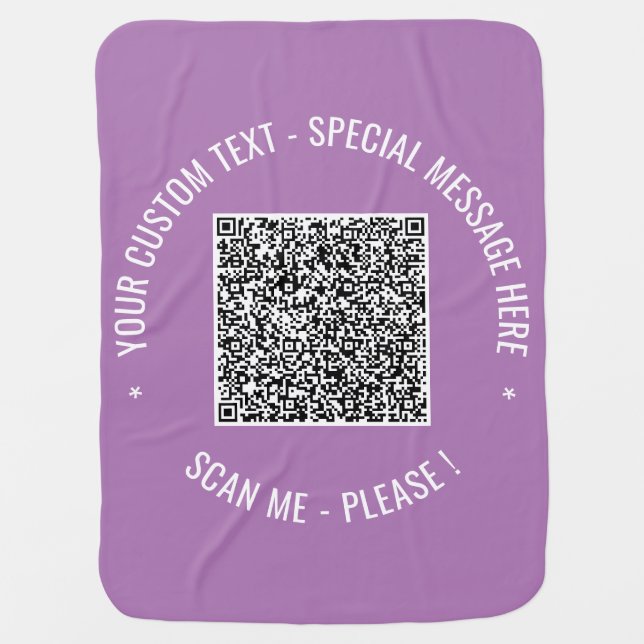 Your QR Code Baby Blanket Custom Text and Color (Front)