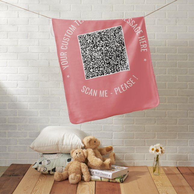 Your QR Code Baby Blanket Example Custom Text (In Situ)