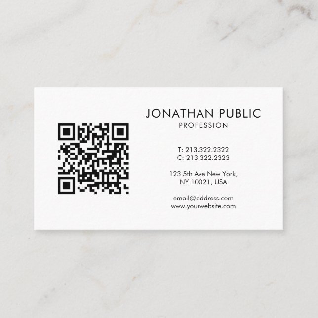 Your QR Code Barcode Professional Modern Elegant Business Card (Front)