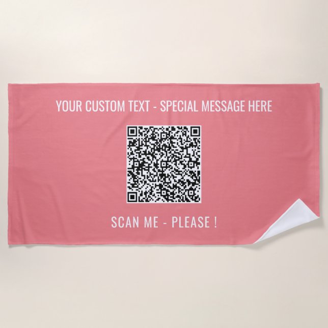 Your QR Code Beach Towel Custom Text and Colors (Front)