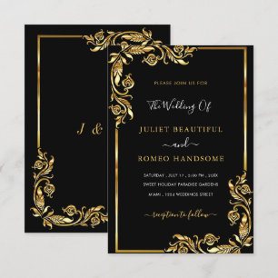 Your QR Code Black Gold Wedding Invitation Example