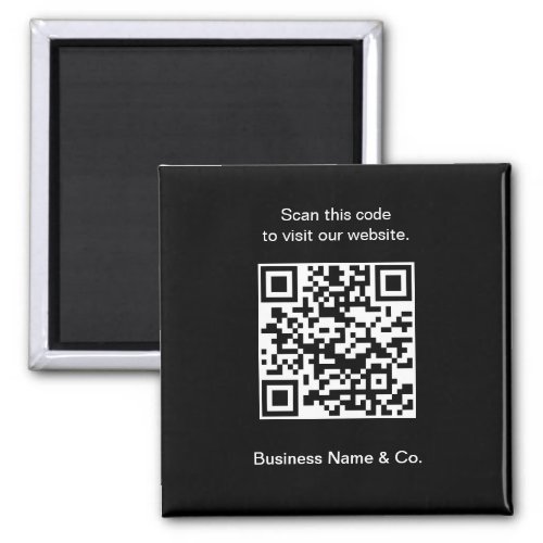 Your QR code Black White Promotional Business Magnet