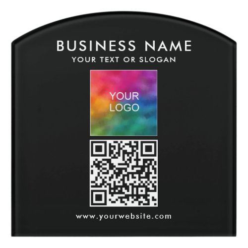Your QR Code Business Logo Text Modern Contour Door Sign
