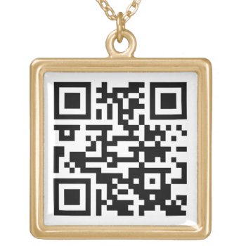 Your Qr Code Business Website Simple Promotional Gold Plated Necklace by Memorable_Modern at Zazzle