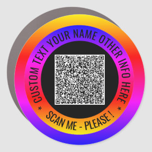 Your QR Code Car Magnet Example Custom Text