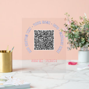 Your QR Code Custom Text and Color Acrylic Sign