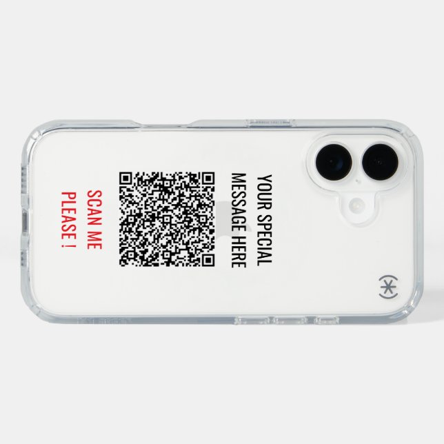 Your QR Code Custom Text and Color iPhone Case (Horz)
