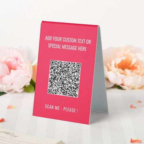 Your QR Code Custom Text and Color Table Tent Sign