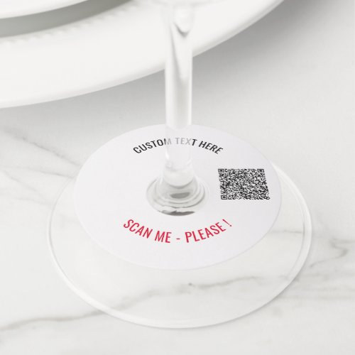 Your QR Code Custom Text and Color Wine Glass Tag