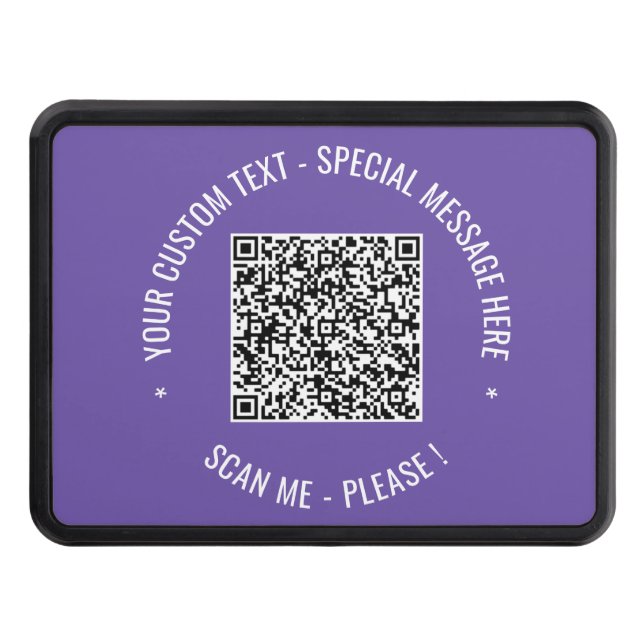 Your QR Code Custom Text and Colors Hitch Cover (Front)
