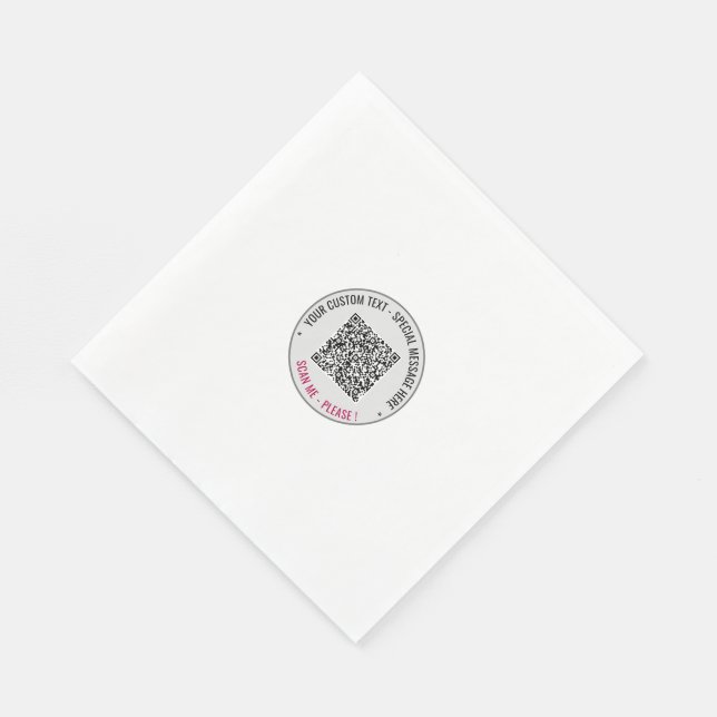 Your QR Code Custom Text and Colors Party Napkins (Corner)