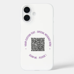 Your QR Code Custom Text and Colors Personalized iPhone 16 Case