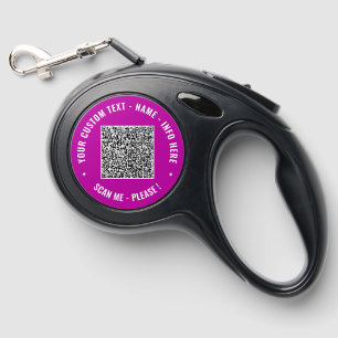 Your QR Code Custom Text and Colors Personalized Retractable Pet Leash