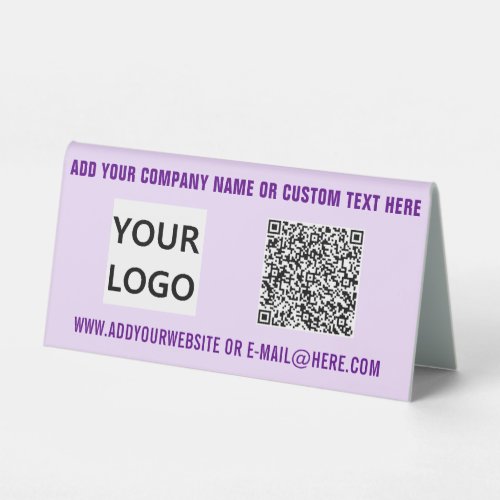 Your QR Code Custom Text and Logo Table Tent Sign