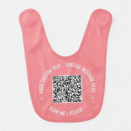 Your QR Code Custom Text Baby Bib Choose Colors