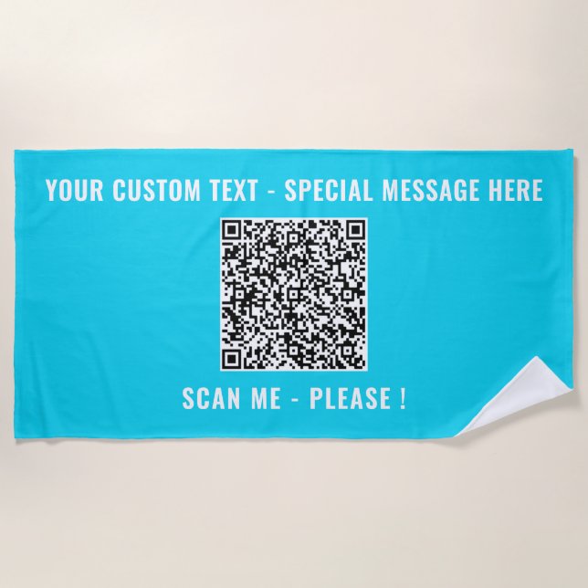 Your QR Code Custom Text Beach Towel Choose Colors (Front)