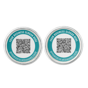 Your QR Code Custom Text Branded Cufflinks Example