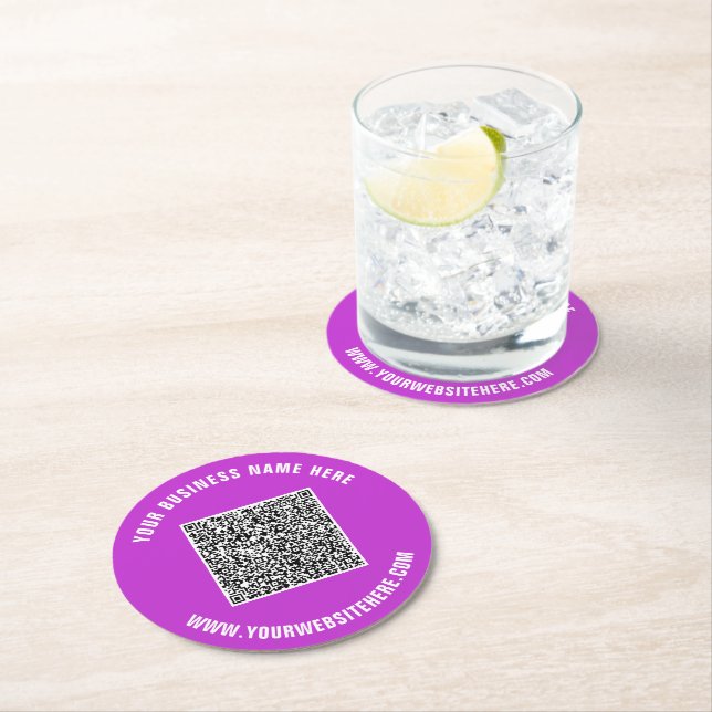 Your QR Code Custom Text Branded Paper Coasters (Insitu)