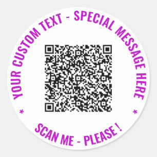Your QR Code Custom Text Branded Stickers Example