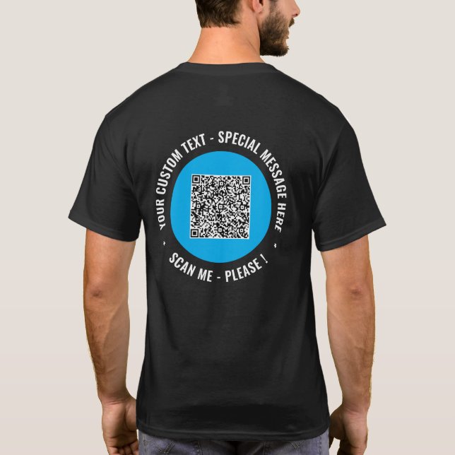 Your QR Code Custom Text Branded T-Shirt Example (Back)