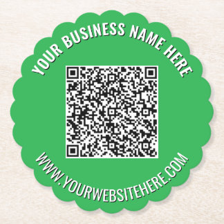 Your QR Code Custom Text Business Paper Coasters