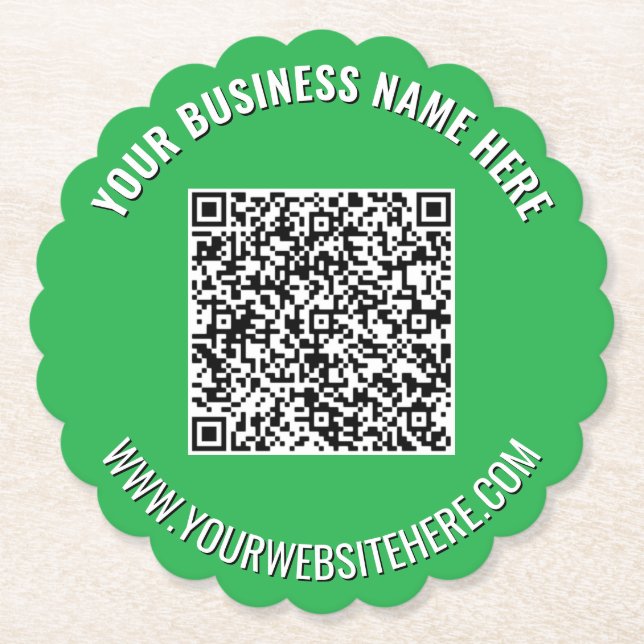 Your QR Code Custom Text Business Paper Coasters (Front)