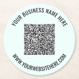 Your QR Code Custom Text Business Paper Coasters