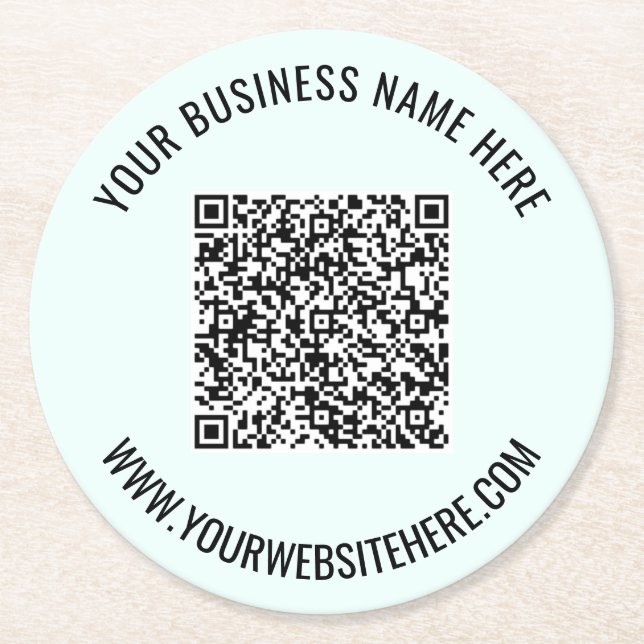 Your QR Code Custom Text Business Paper Coasters (Front)