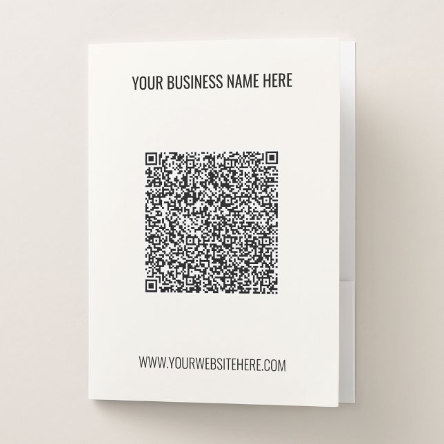 Your QR Code Custom Text Business Pocket Folder (Front)