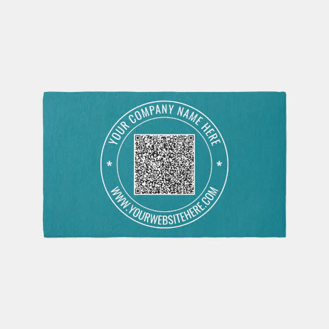 Qr Code Rug Your QR Code Custom Text Business Rug Template | Zazzle