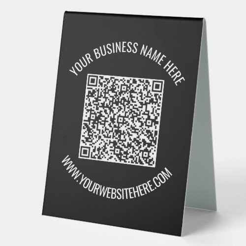 Your QR Code Custom Text Business Table Tent Sign