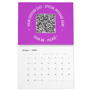 Your QR Code Custom Text Calendar Choose Color