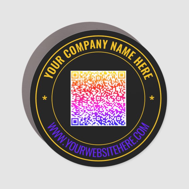 Your QR Code Custom Text Car Magnet Choose Colors (Front)