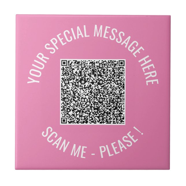 Your QR Code Custom Text Ceramic Tile Choose Color (Front)