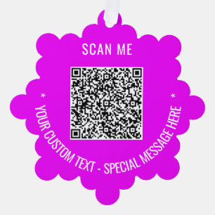 Your QR Code Custom Text Christmas Ornament Card