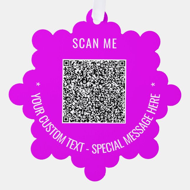 Your QR Code Custom Text Christmas Ornament Card (Front)