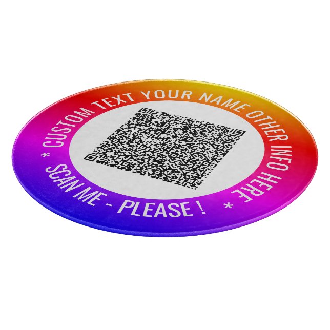 Your QR Code Custom Text Color Cutting Board (Corner)