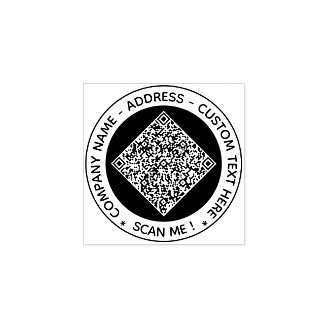 Your QR Code Custom Text Color Round Rubber Stamp (Imprint)