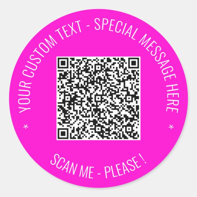 Your QR Code Custom Text Color Stickers Template (Front)