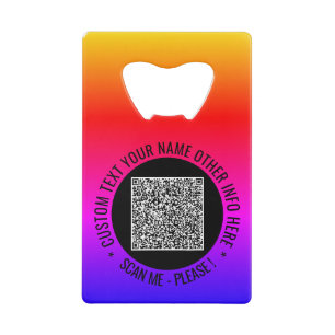 Your QR Code Custom Text Credit Card Bottle Opener