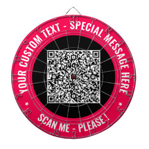Your QR Code Custom Text Dart Board Choose Colors